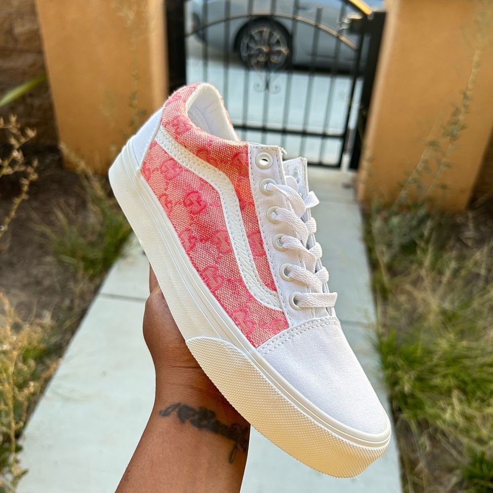 Vans Pink and White Women's Sneakers